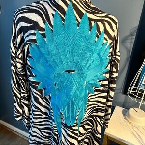 Savanna Jane Leopard and Zebra Print Kimono with Teal Accent